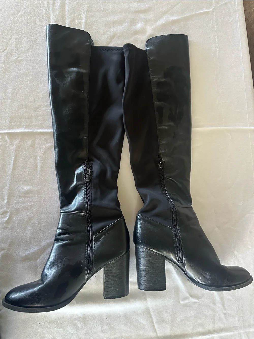 Indigo Black Over-the-Knee Block Heel Boots